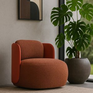 Aurelia Winged Orange Bouclé Arm Chair