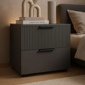 Gravora Dark Grey Nightstand”