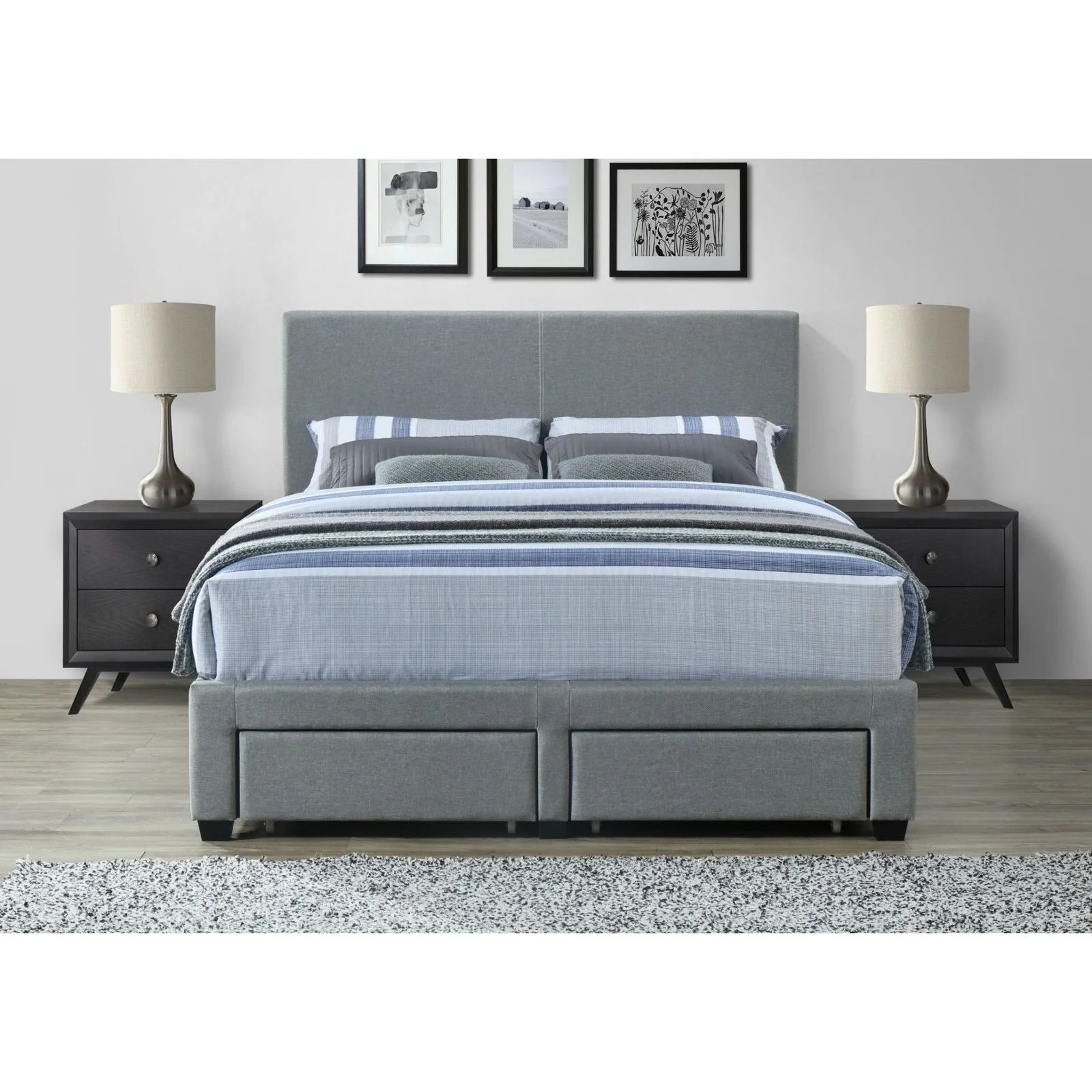 Lunara Grey Upholstered Storage Bed - Image 2
