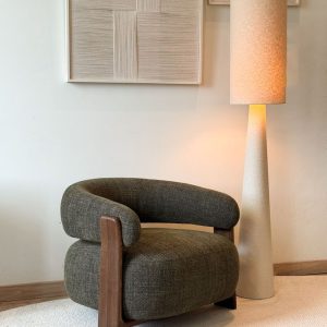 Noir Curva Dark Grey Bouclé Arm Chair