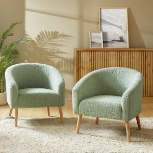 Rosé Sage Bouclé Arm Chair