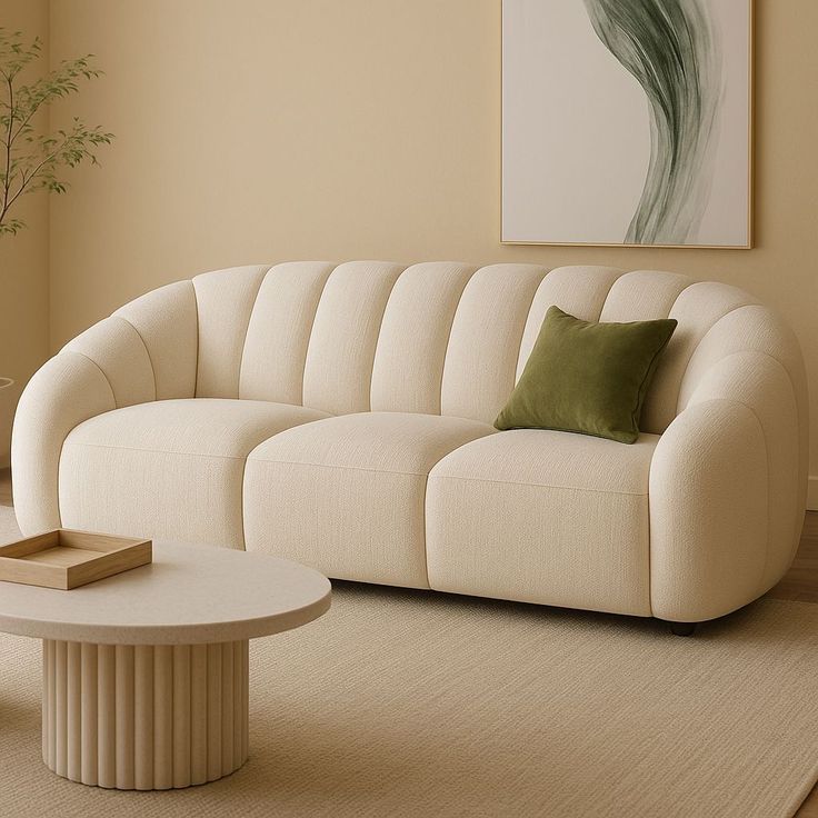 Aurora Cream Curved Sofa