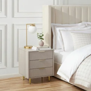 Bevora 3-Drawer Beige Nightstand