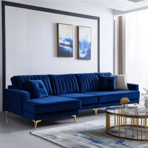 Velvoria Blue Velvet Sectional Sofa