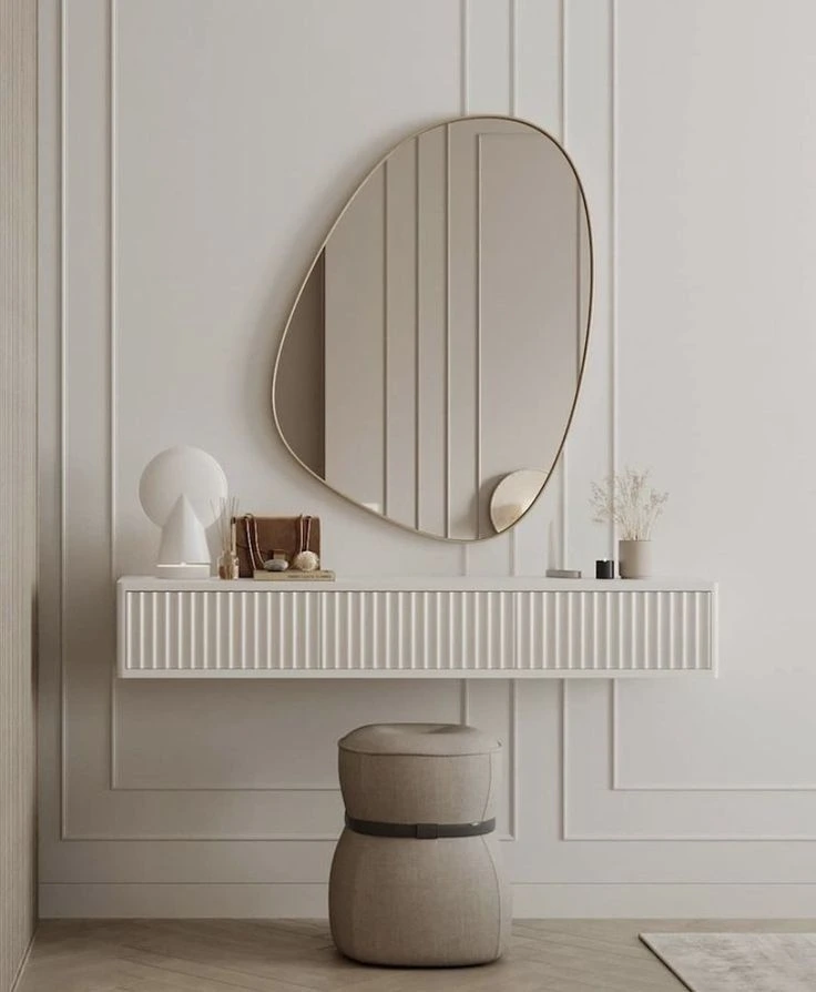 Averra Wall Mounted Dressing Table with Asymmetric Mirror