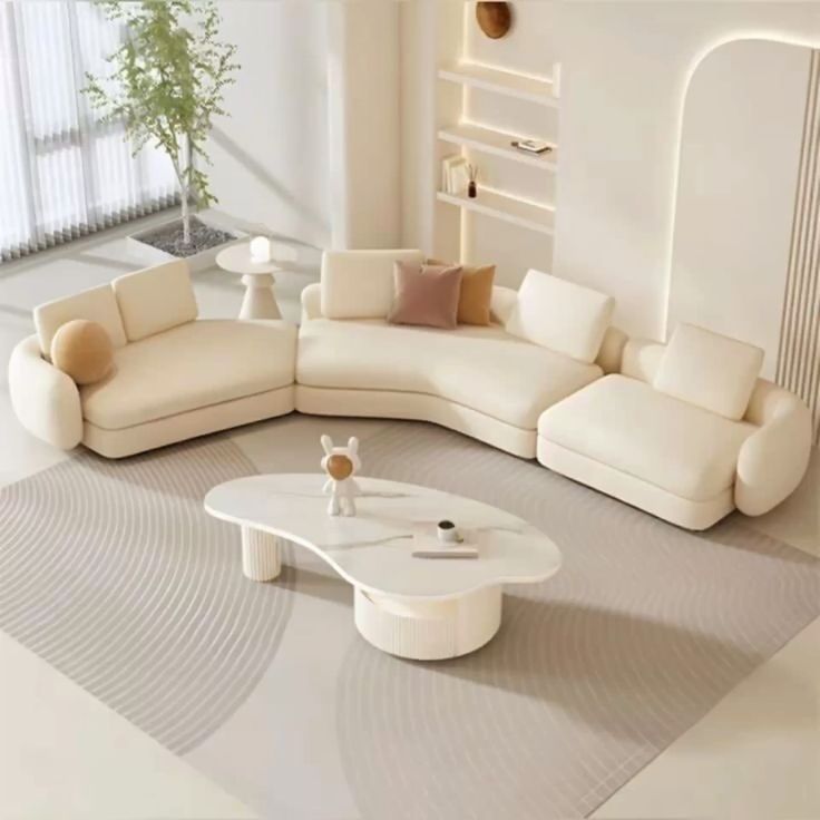 Cloud-Shaped Coffee Table | Indoor Coffee Table Cream White