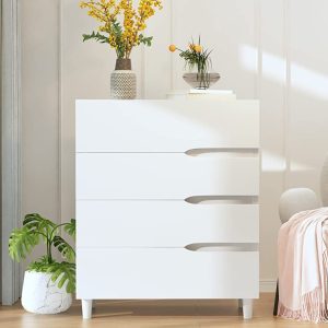 White Modern 4 Drawer Chest