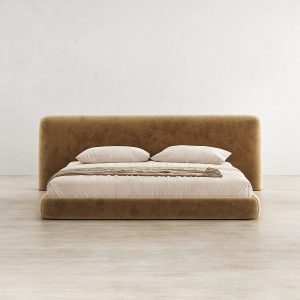 Alessio Camel Velvet Upholstered Bed
