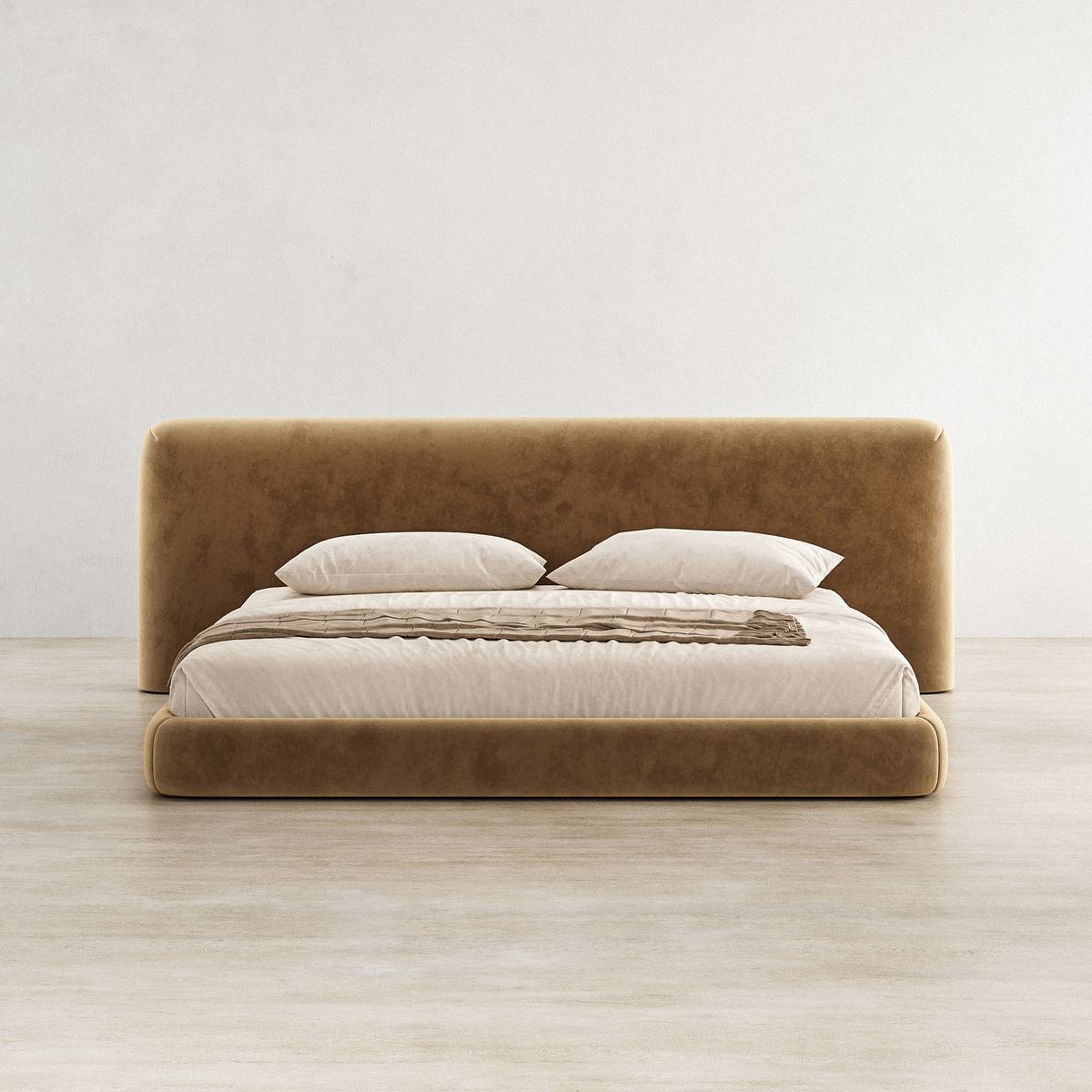 Alessio Camel Velvet Upholstered Bed