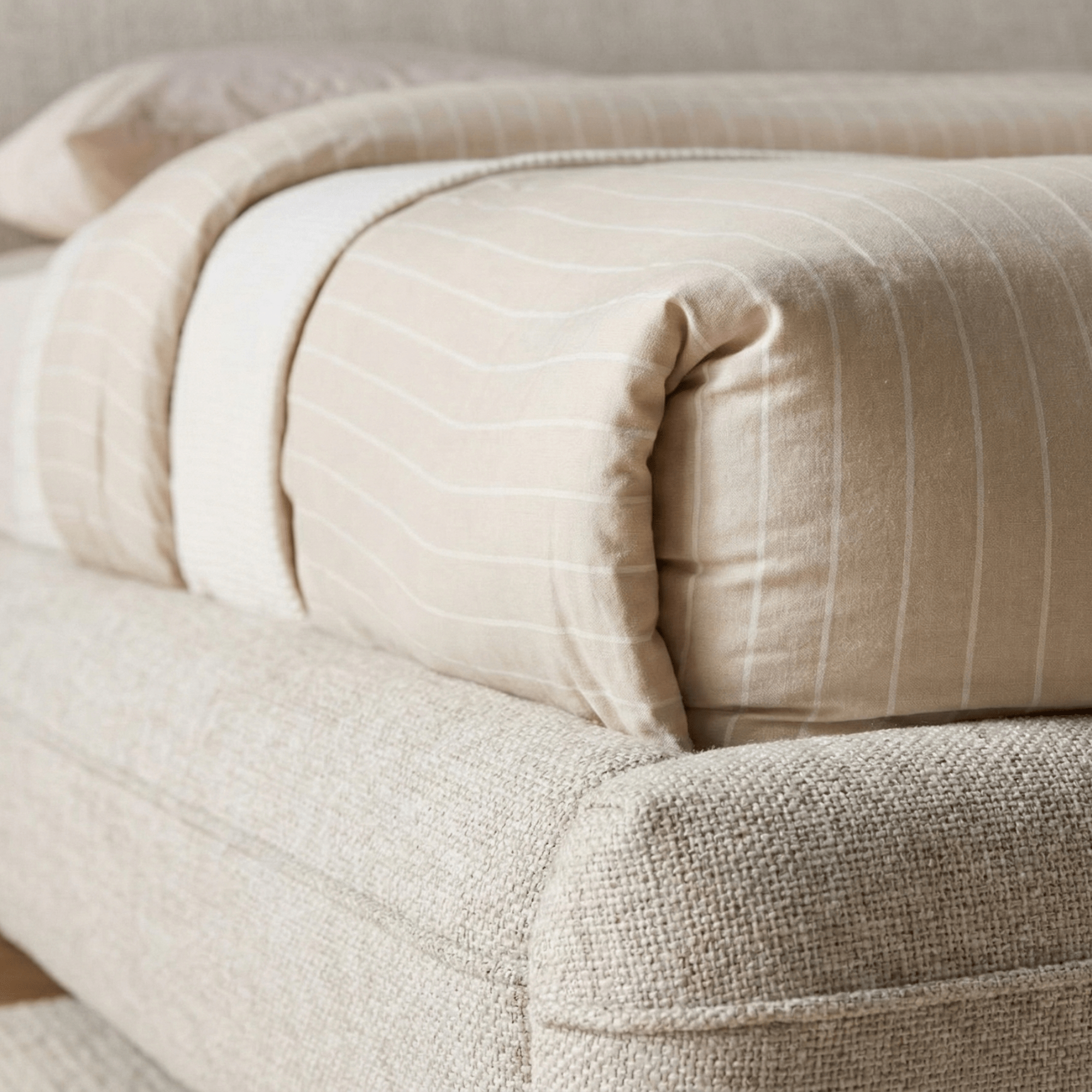 Bouclé Upholstered Bed with Rounded Minimalist Headboard - Image 7