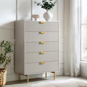 5 Drawer Matte Taupe Chest of Drawers