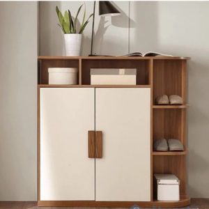 Compact Two Door Wooden Shoe Rack