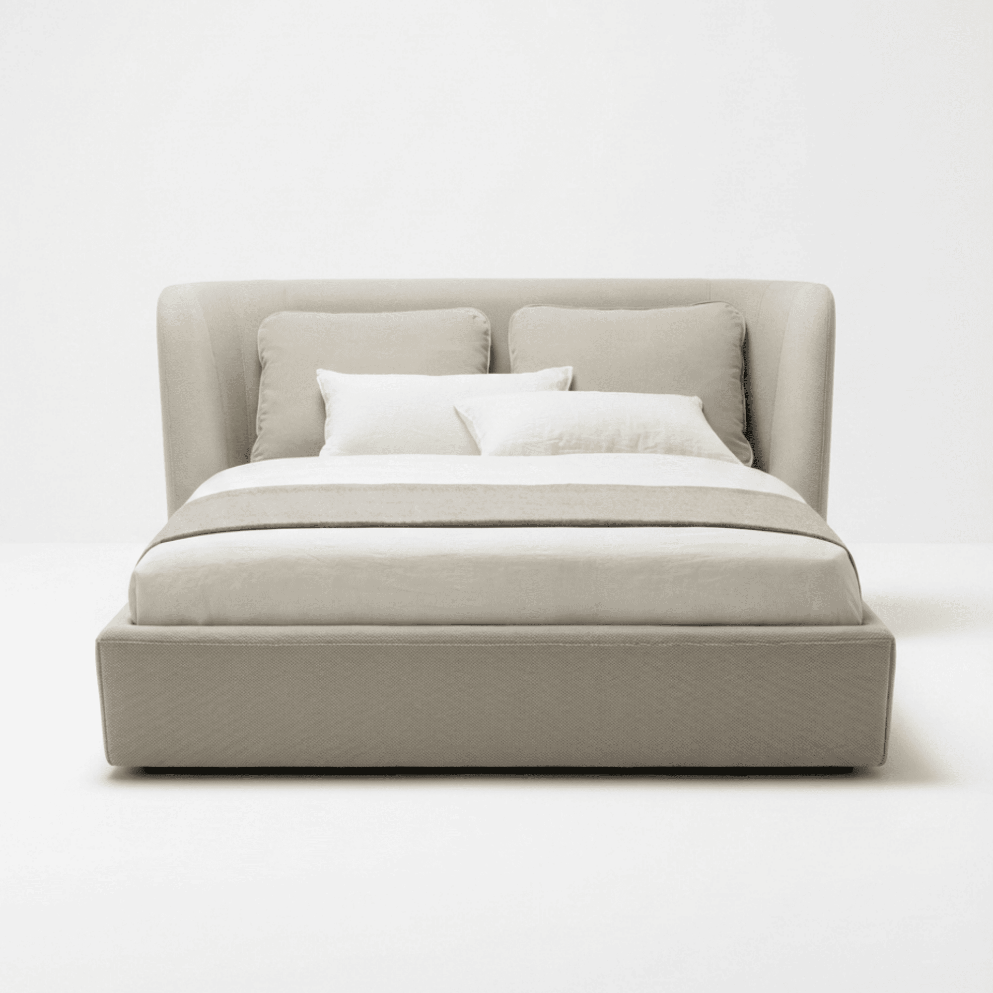 Contemporary Wingback Upholstered Bed – High Backrest - Image 3