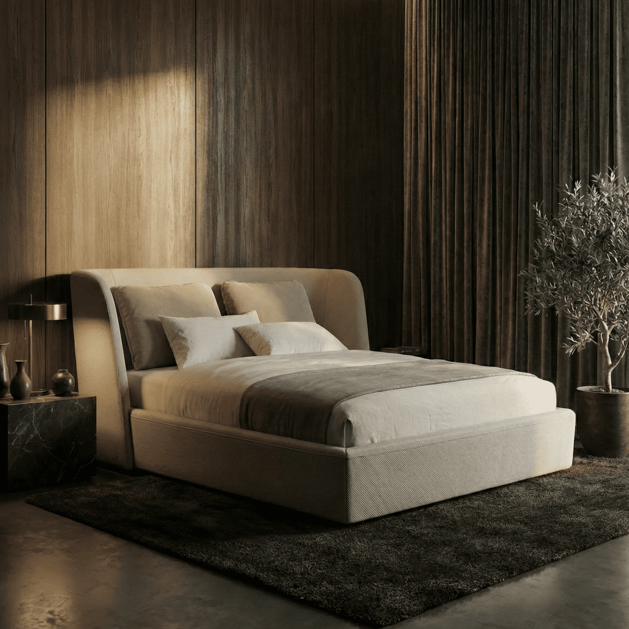 Contemporary Wingback Upholstered Bed – High Backrest - Image 2