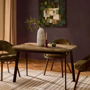 Dark Chevron Extending Oak-Effect Dining Table