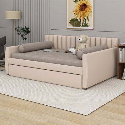 Full Size Upholstered Daybed with Trundle