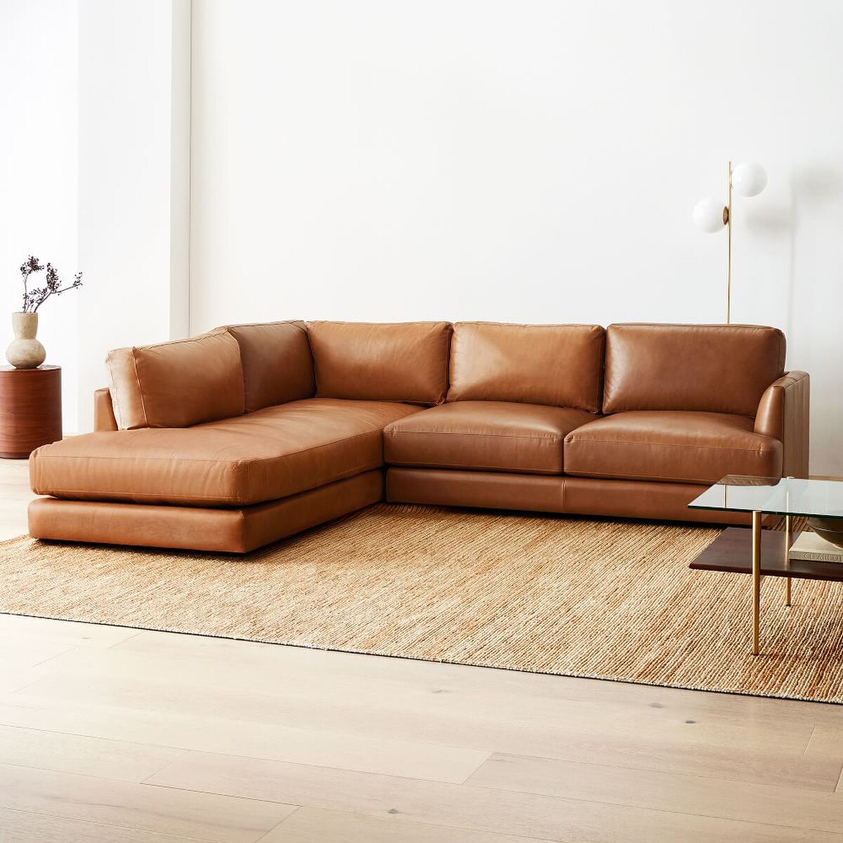 Leather 2 Piece Bumper Chaise Sofa