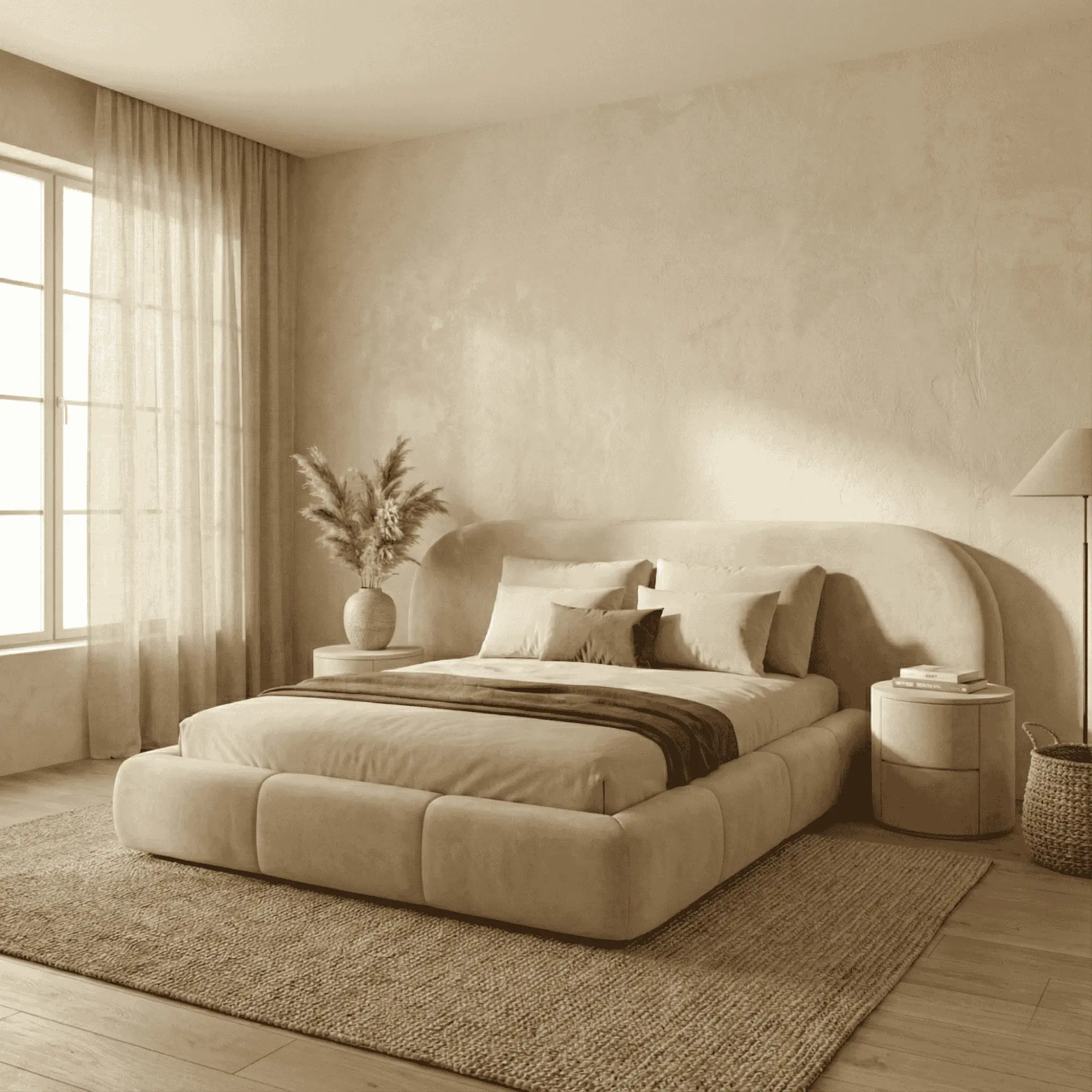 Luxury Curved Upholstered Bed