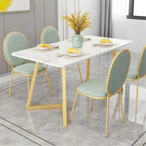 Marble Dining Table with Gold Metal Legs