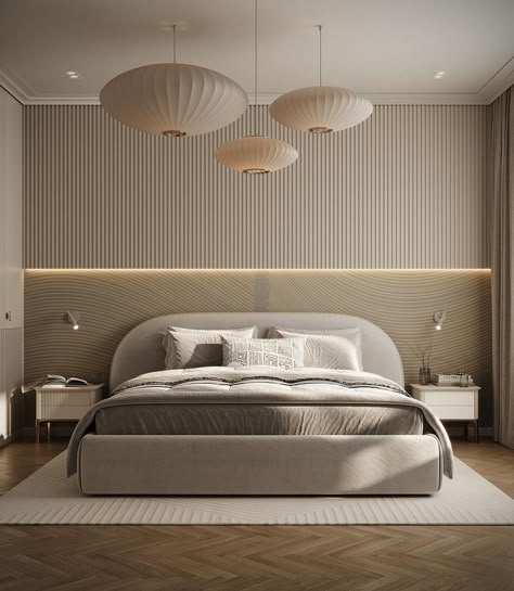 Modern Curved Headboard Upholstered Bed