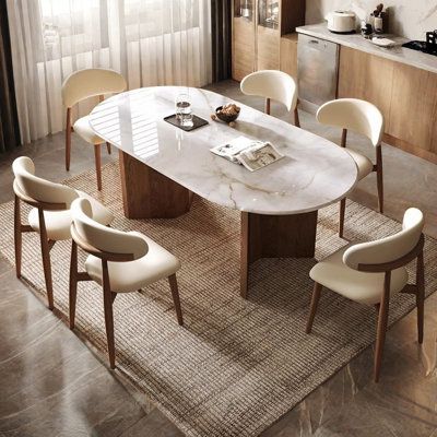 Luxury Stone Effect Solid Wood Dining Table