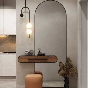 Wall-Mounted Dressing Table with Arch Mirror