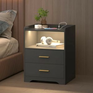 Modern Nightstand with Dual Storage Drawers