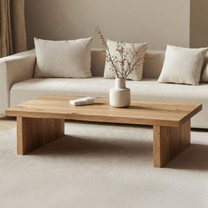 Modern Solid Wood Coffee Table – Natural Oak