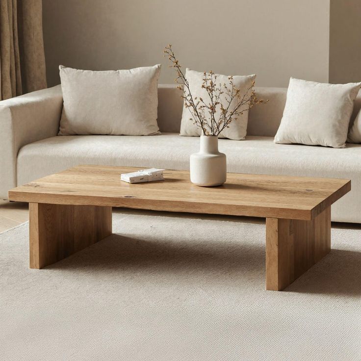 Modern Solid Wood Coffee Table – Natural Oak
