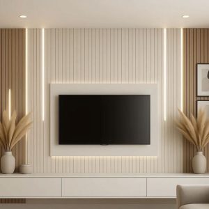 Wall-Mounted TV Unit with LED Panel
