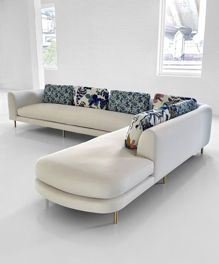 Modern White L-Shape Sofa