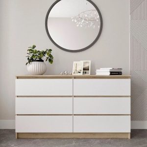 Modern White Six Drawer Chest