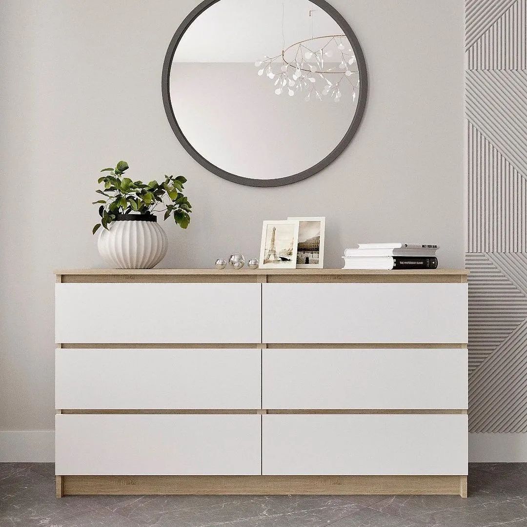 Modern White Six Drawer Chest