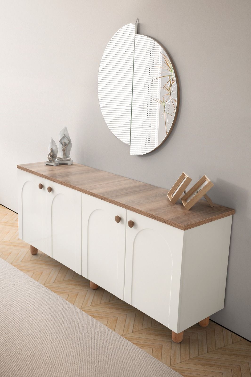 Minimalist White Buffet Storage Cabinet