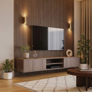 Modern Wooden Fluted TV Unit