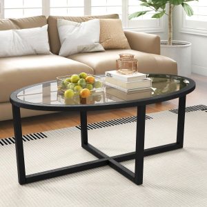 Oval Glass Coffee Table – Modern Elegance