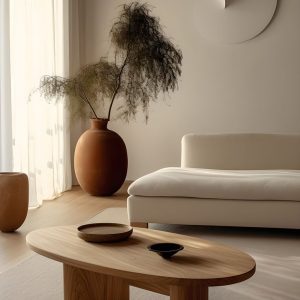 Oval Wooden Coffee Table