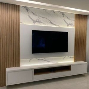 Premium TV Wall Unit with Marble Accent