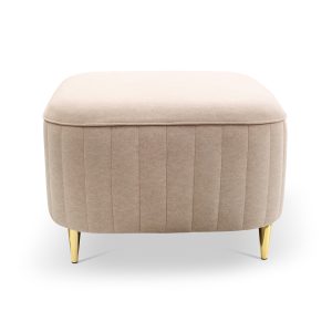 Luxurious Velvet Ottoman with Gold Legs