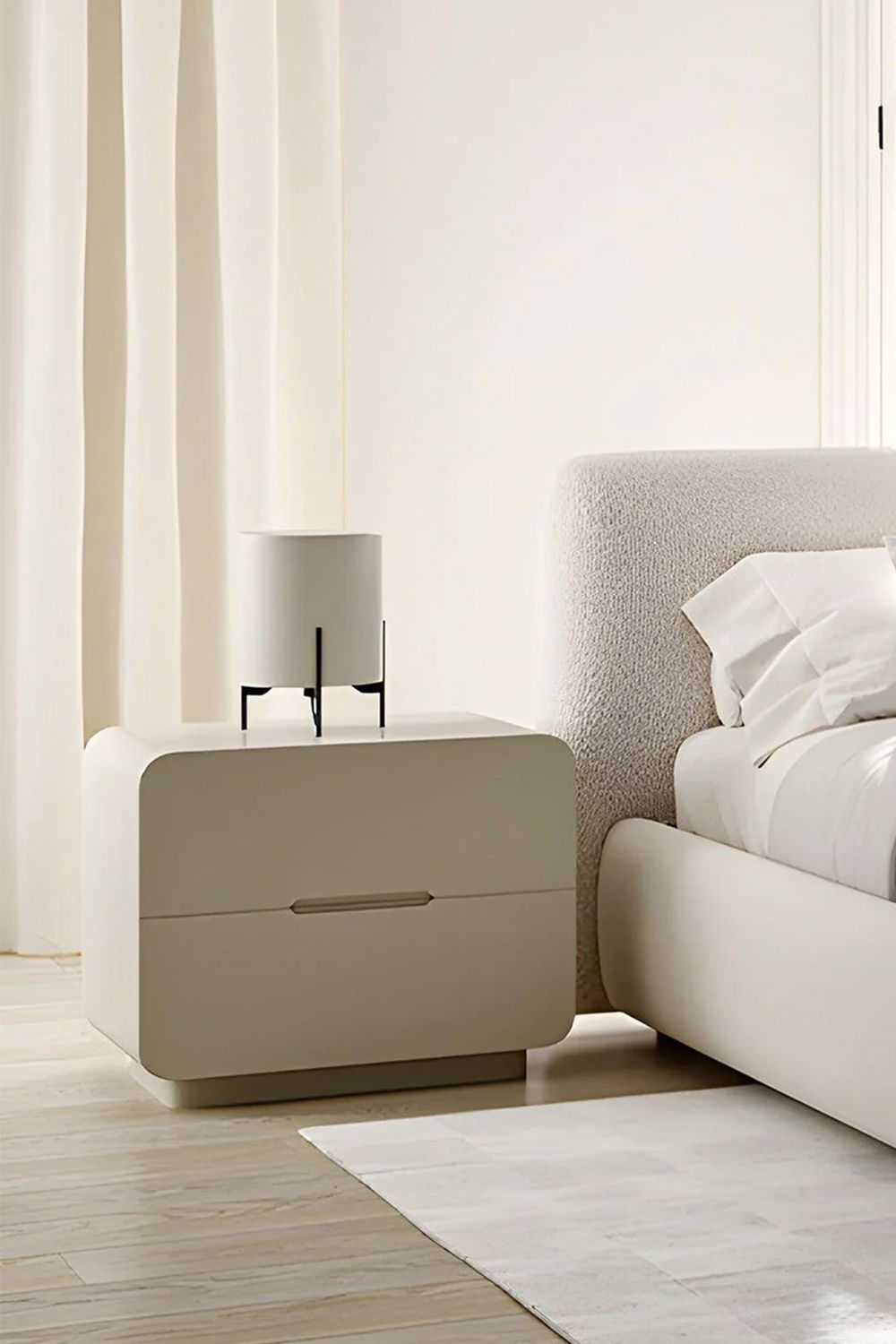 Rounded-Edge Nightstand with Minimalist Storage