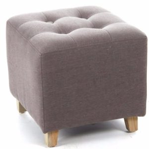 Tufted Fabric Ottoman with Wooden Legs