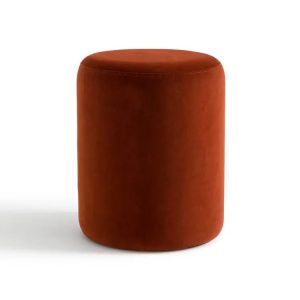 Modern Red Velvet Round Ottoman