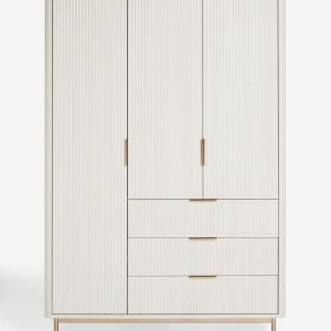 White Triple Door Wardrobe with 3 Drawers