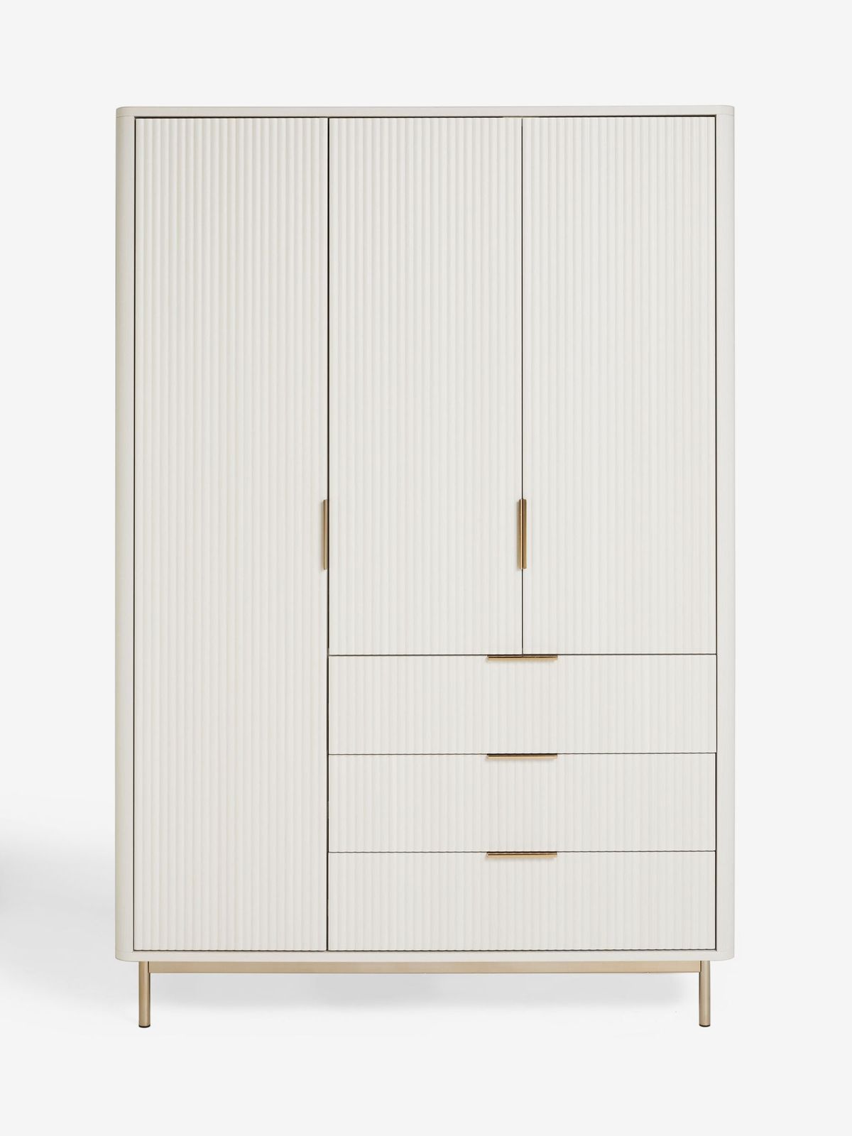 White Triple Door Wardrobe with 3 Drawers