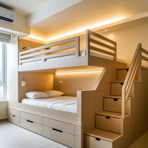 Luxury Staircase Bunk Bed with Built-In Storage