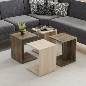 Multi-Purpose C-Shaped Side Table Set