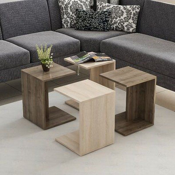 Multi-Purpose C-Shaped Side Table Set