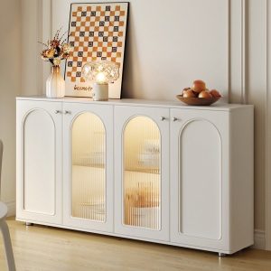 White Arch Glass Sideboard Cabinet