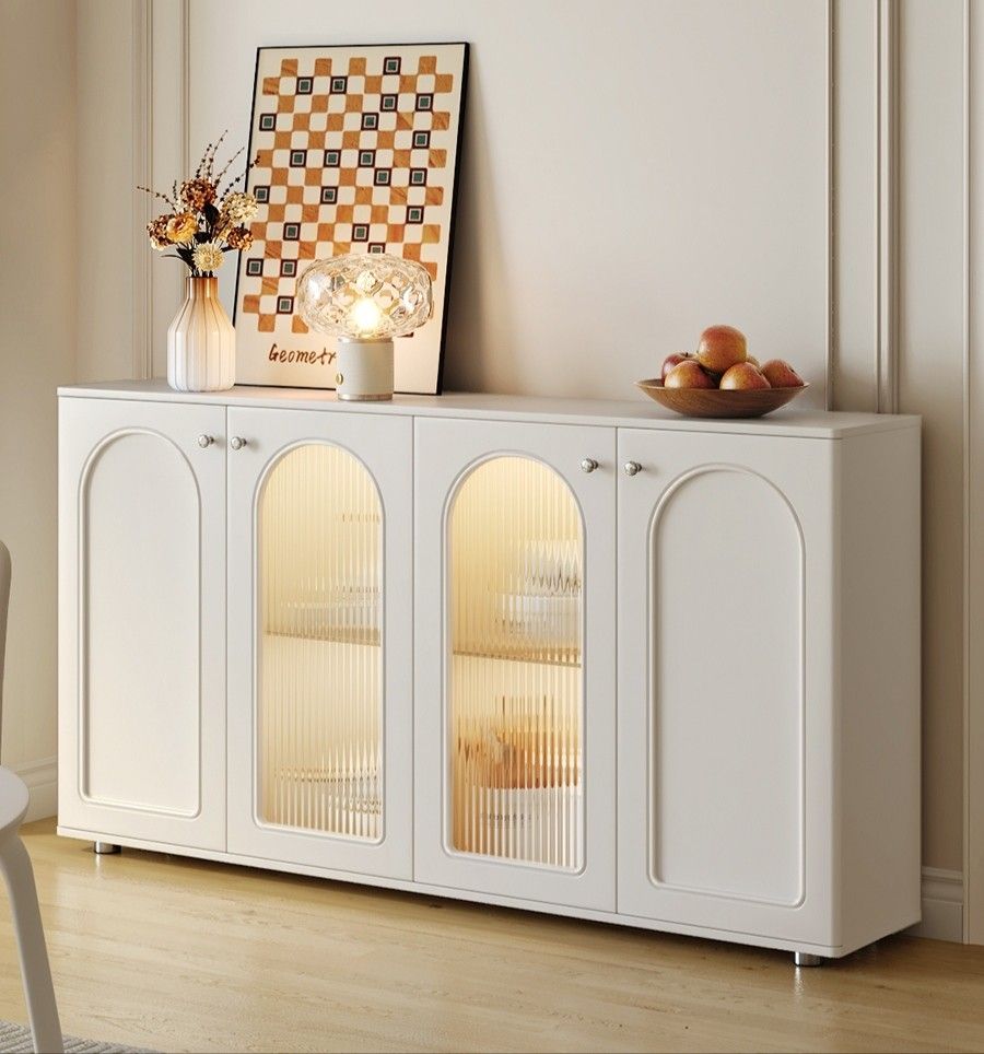 White Arch Glass Sideboard Cabinet