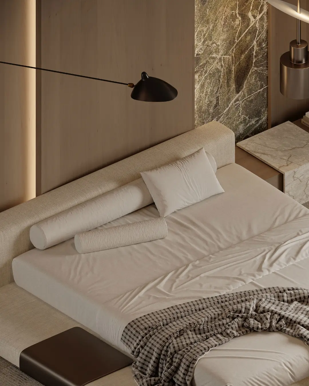 Modern Low-Profile Italian Upholstered Bed - Image 4